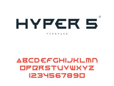 Vektör latin büyük harf Alfabe harf ve sayı. Soyut fütüristik alan yazı tipi