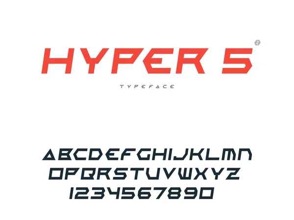 Vektör latin büyük harf Alfabe harf ve sayı. Soyut fütüristik alan yazı tipi