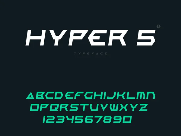 Latin büyük harf Alfabe harf ve sayı. Soyut fütüristik alan yazı tipi. Vektör çizim