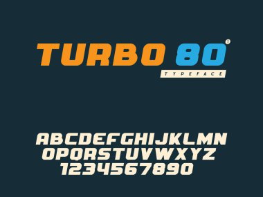 Vektör latin büyük harf Alfabe harf ve sayı. Retro yazı tipi