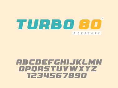 Vektör latin büyük harf Alfabe harf ve sayı. Retro yazı tipi