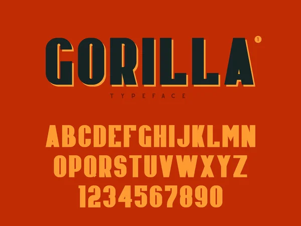 Vektör latin büyük harf Alfabe harf ve sayı. Retro yazı tipi