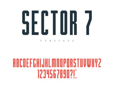 Latin büyük harf Alfabe harf ve sayı. Vektör çizim