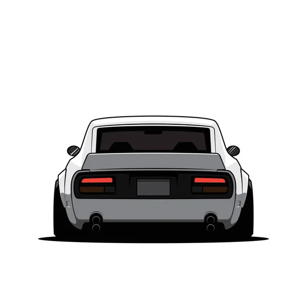 Cartoon Japan Tuned Car Isolated Back View Vector Illustration — Stock Vector