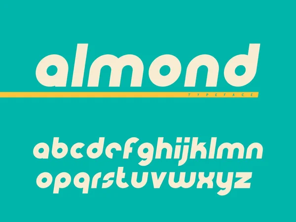 Yuvarlatılmış küçük yazı tipi. Latin alfabesi harfleri. Vektör çizimi