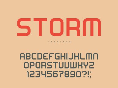 Latin büyük harf Alfabe harf ve sayı. Vektör çizim