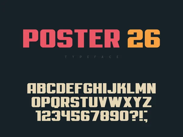 atin büyük alfabesi harfler ve sayılar. Retro poster yazı. Vektör Illustration