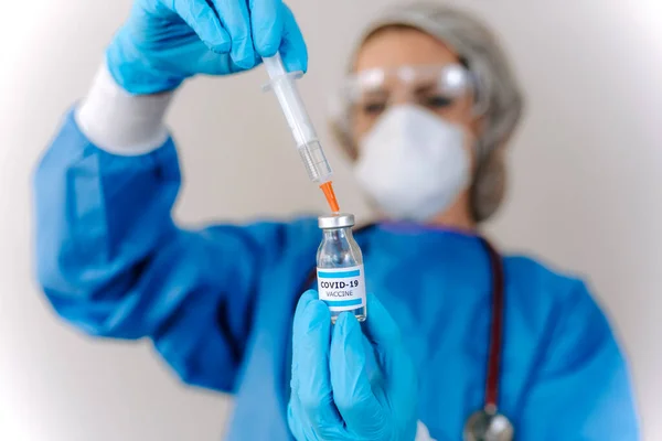 Vacuna Contra Coronavirus Covid Doctor Científico Analizando Virus Sars Cov —  Fotos de Stock