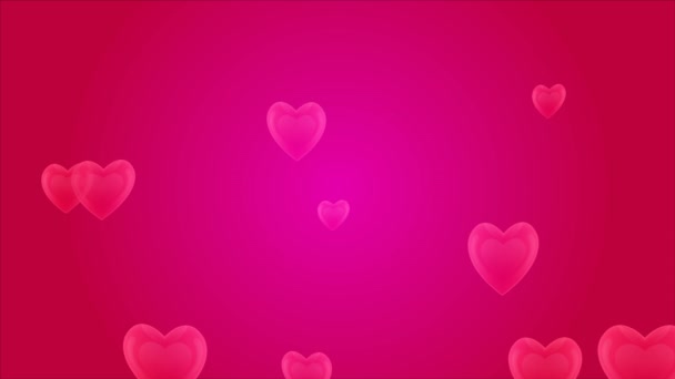 Abstrakte Transparente Herzen Vor Violett Rosa Hintergrund Künstlerische Video Illustration — Stockvideo