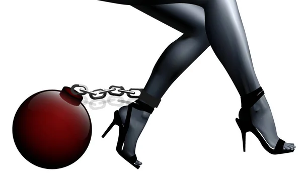 女性腿在链子和枷锁 矢量艺术例证 — 图库矢量图片