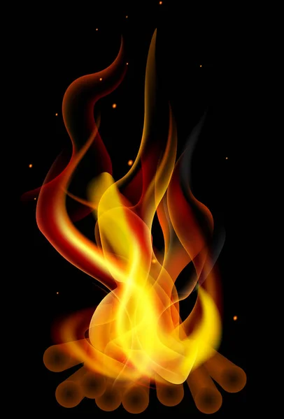 Fuego Troncos Madera Ilustración Arte Vectorial Harina — Vector de stock