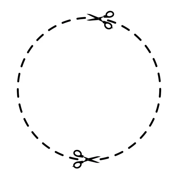 带剪刀的圆剪线 矢量艺术插图 — 图库矢量图片