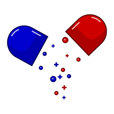 Düz bir tasarımı, vektör sanat çizim tıbbi kapsül kırık.