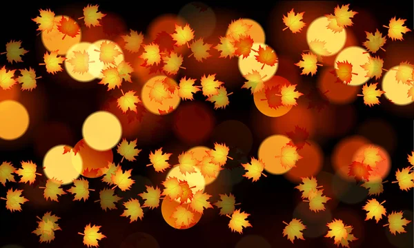 橙色秋天叶子在散景背景 媒介艺术例证 — 图库矢量图片