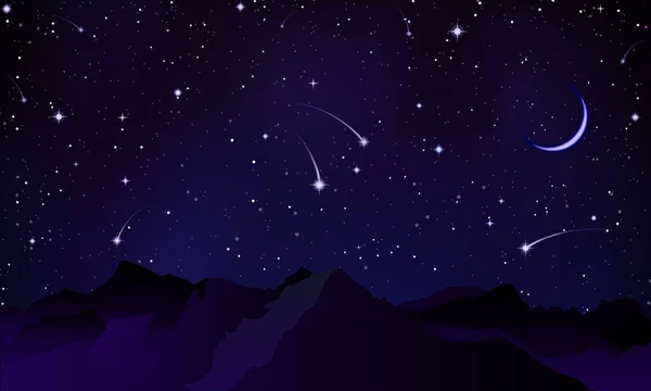 Κομήτες Πάνω Από Τις Κορυφές Του Βουνού Εικονογράφηση Διάνυσμα Τέχνη — Διανυσματικό Αρχείο