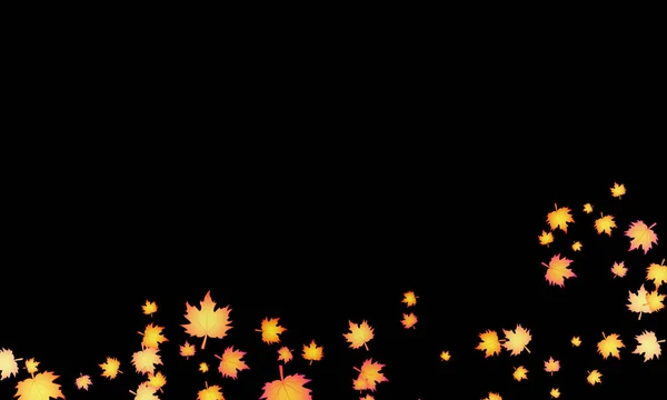 秋天叶子在黑色背景 媒介艺术例证 — 图库矢量图片