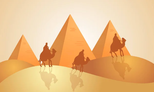 Landscape Pyramids Egypt Vector Art Illustration — Stock Vector