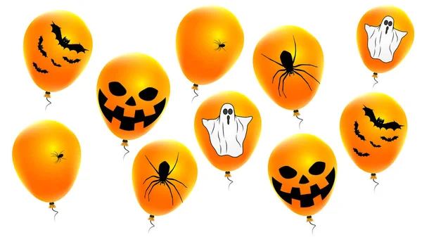 Lucht Ballonnen Van Halloween Vector Kunst Illustratie — Stockvector