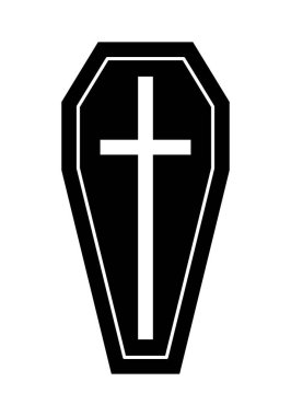 Cadılar Bayramı, vektör sanat illüstrasyon siluet tabut simgesi.