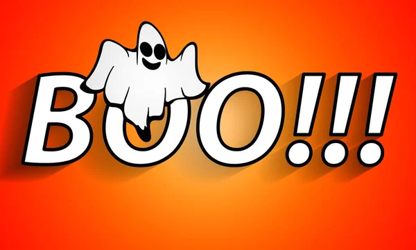 Allegro Fantasma Halloween Parola Boo Illustrazione Arte Vettoriale — Vettoriale Stock