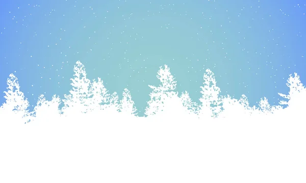 Winter Background Panorama Forest Fir Trees Vector Art Illustration — Stock Vector