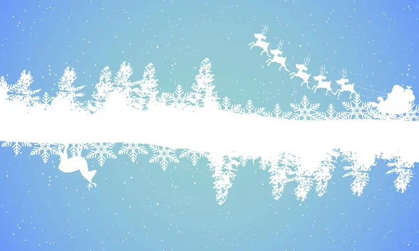 Fondo Invierno Con Vagón Santa Claus Ilustración Arte Vectorial — Archivo Imágenes Vectoriales