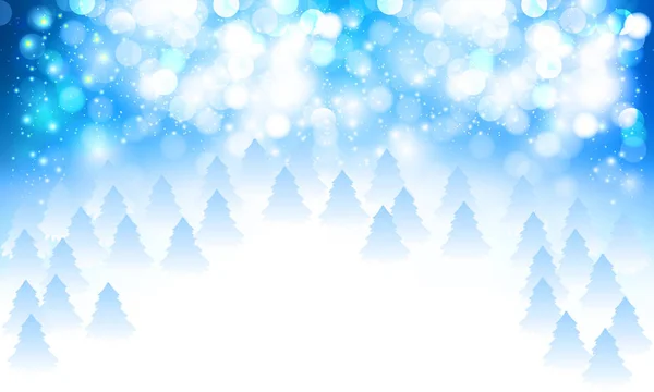Astratto Bianco Blu Bokeh Nevoso Alberi Natale Sfondo Arte Vettoriale — Vettoriale Stock