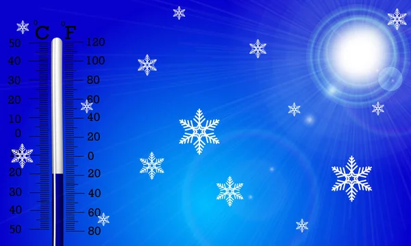 Холодная Зима Термометр Векторная Иллюстрация — стоковый вектор