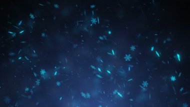 Festival büyülü mavi arka plan ile kar taneleri, sanat video illüstrasyon.