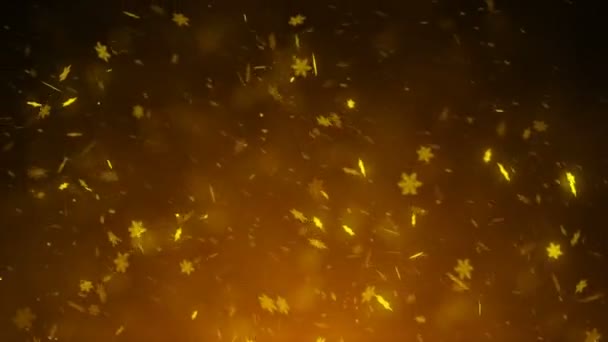 Festivo Mágico Abstrato Fundo Dourado Bokeh Com Flocos Neve Arte — Vídeo de Stock