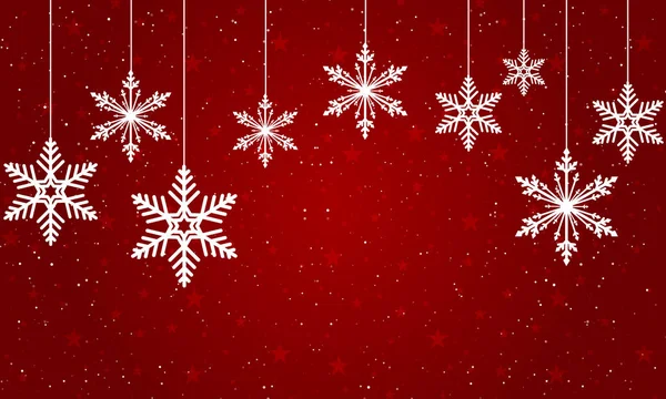 Рождественская Открытка Висячими Бумажными Снежинками Векторная Иллюстрация — стоковый вектор