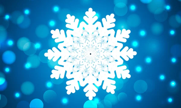 Krásná Sněhová Vločka Pozadí Modré Bokeh Umění Vektorové Ilustrace — Stockový vektor