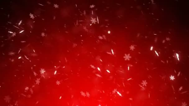 Bokeh Rojo Abstracto Mágico Festivo Fondo Con Copos Nieve Ilustración — Vídeo de stock