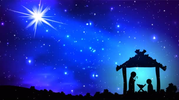 Estrella Navidad Sobre Jesús Ilustración Video Arte — Vídeo de stock