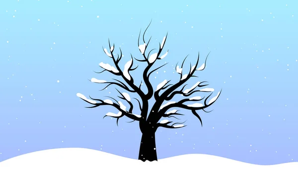 Μοναχικό Δέντρο Χειμώνας Εικονογράφηση Διάνυσμα Τέχνη — Διανυσματικό Αρχείο