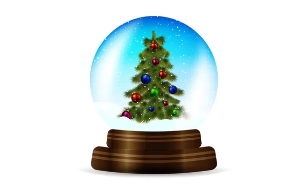 Snow Sphere Christmas Tree Vector Art Illustration — Stock Vector