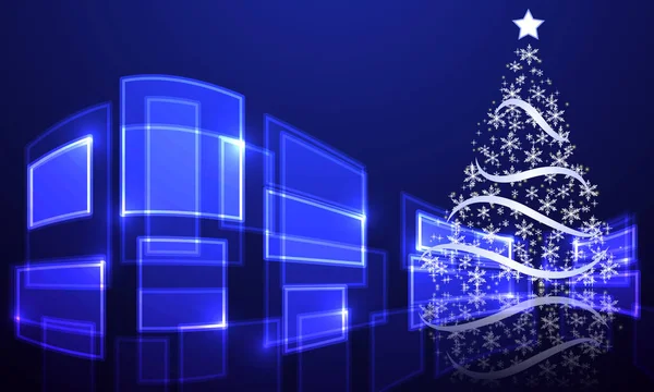 Abstrakter Weihnachtsbaum Auf Tech Hintergrund Vektorgrafik Illustration — Stockvektor