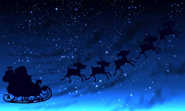 Yıldızlı Gökyüzü Noel Baba Vektör Sanat Illüstrasyon — Stok Vektör
