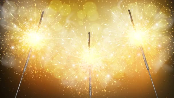 Sparklers Golden Background Art Video Illustration — Stock Video