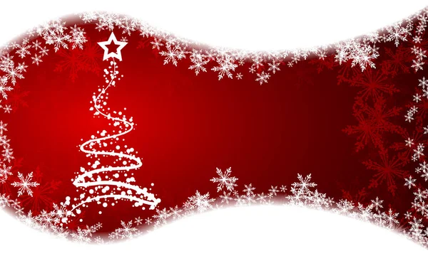 Árbol Navidad Sobre Fondo Rojo Nevado Ilustración Arte Vectorial — Vector de stock