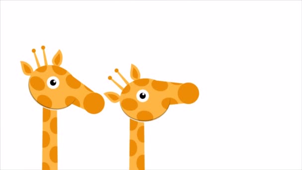 Three Heads Neck Giraffes Art Video Illustration — Stock Video