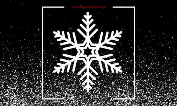 Snöflinga Med Snö Svart Bakgrund Vektor Konst Illustration — Stock vektor