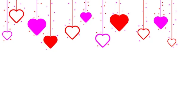 Стильные Висячие Сердца День Святого Валентина — стоковый вектор