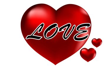 Kalp, vektör sanat çizim arka plan üzerinde kelime aşk.