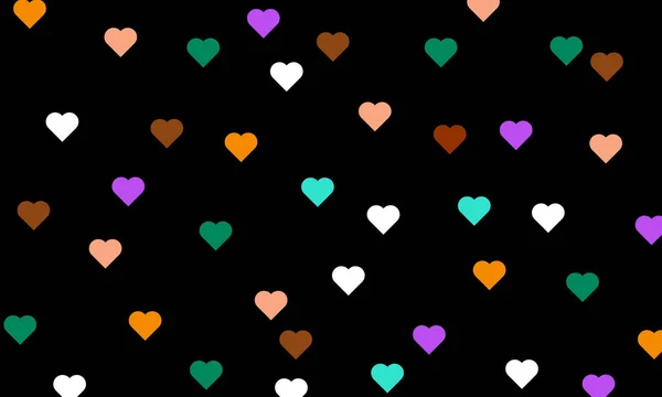 Multicolored Hearts Black Background Vector Art Illustration — Stock Vector