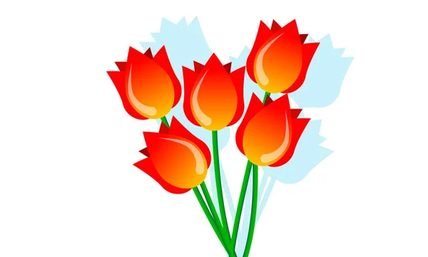 Buquê Tulipas Primavera Ilustração Arte Vetorial —  Vetores de Stock