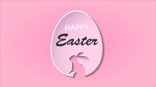 Wielkanoc Tekst Jajko Różowym Tle Ilustracja Wideo — Wideo stockowe