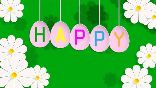 Slavnostní Velikonoční Vajíčka Sedmikrásky Umění Video Ilustrace — Stock video