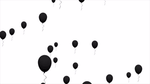Beyaz Bir Arka Planda Siyah Hava Balonlar Sanat Video Illüstrasyon — Stok video