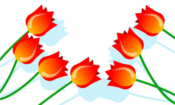 Banner con un mazzo di tulipani — Vettoriale Stock